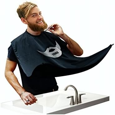 Tribex Beard Bib - Beard Catcher - Trim Your Facial Hair Without The Mess - Easy to Use Grooming Cape for Shaving- Clippings Apron - Clean Sinks - The Perfect Gift for the Modern Woodsman (Black)