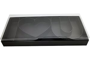 WENPACK Empty Flower Gift Box I Love U Cardboard Letter Shaped Fillable Chocolate Strawberry Candy Packaging (Black)