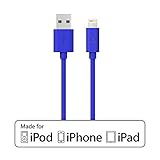LABC Apple-Certified MFi Lightning Cable Sync & Charge Color Cable 6 ft / 1.8m iPhone Lightning Cable Charging Apple USB Cable Data Sync Cable 8 Pin Cable for iPhone 7 6s 6s Plus iPad (LABC-507 Blue)