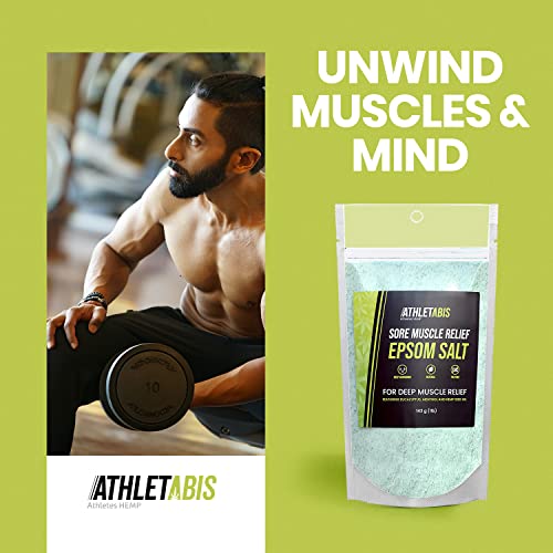 Epsom Salt Sore Muscle Soak 1 Lb. Magnesium & Hemp Oil Bath Salts for