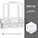 Vanity Stool Set,Make Up Table with 5 Drawers,Tri-Folding 3 Mirrors,Cushioned Stool Easy Assemble White