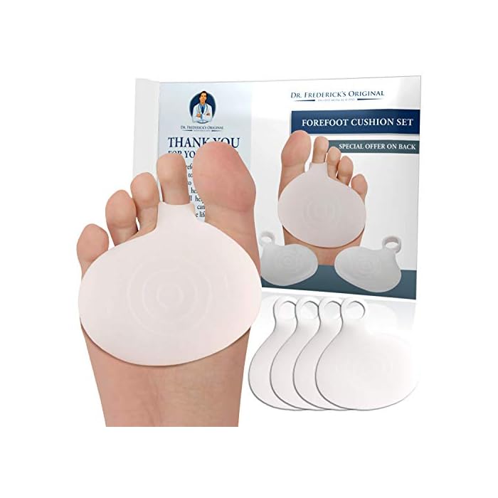 Dr. Frederick's Original Metatarsal Pads - 4 Pieces - Ball of Foot Cushions for Rapid Pain Relief - Gel Foot Pads