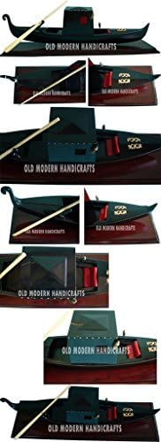 Boats / Canoes, VENETIAN GONDOLA BLACK PAINTED, 17.0L x 5.5W x 5.0H Inches, This model is simple, but stunning! It is a FULLY ASSEMBLED replica of a Venetian gondola. It looks and feels like a miniature real boat.