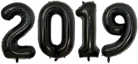 40inch Black 2019 Number Foil Balloons Graduation Balloons New Year Festival Party Decorations Graduation Event Anniversary Party Supplies (black)