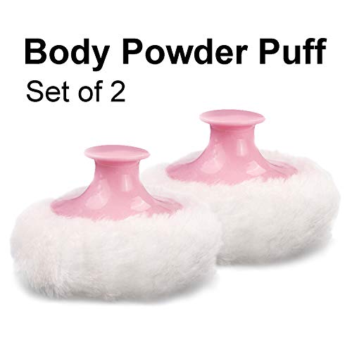 Fluffy Powder Puff, Baby Body Cosmetic Powder Puff, Baby Soft Face Body Powder Puff With Hand Holder, Set of 2 (Pink)