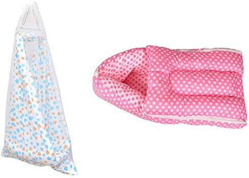 Orange and Orchid Baby Jhula,Bedding Sets Cradle for Just Born with Mosquito Net and SpringOrange and Orchid 3 In 1 Baby Cotton Bed Cum Sleeping Bag (0-6 Months)