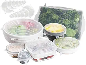 altCookingHub Silicone Stretch Lids, 14-Pack of Various Sizes incl. XLarge 11 Inch Lid, BPA Free, Leakproof Reusable Silicone Lids for Various Shapes of Containers and Food Covers