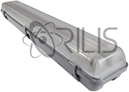 (4-Pack) Orilis Grey Vapor Tight 4 FT. 2-light Ceiling Light Fixture 48W LED T8 Tubes - Replacement for (4) 32W Fluorescent Bulbs 6500k 30% Brighter Than 18W LED Bulbs