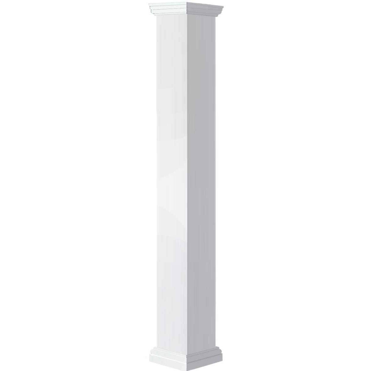 Ekena Millwork 12″W x 4’H Premium Square Non-Tapered Smooth PVC Endura-Craft Column Wrap Kit, Tuscan Capital & Base