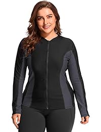 Camiseta de natación para dama de manga larga con cremallera