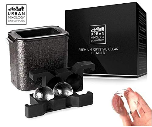 Crystal-clear ice ball maker for the home bartender. Make 2 perfectly clear, slow-melting 2.35" ice spheres for your cocktails & whiskeys!