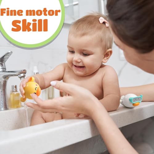 TERRIFI Baby Bath Toys, 3 Pcs Wind Up Duck Bathtub Toys for Toddlers 1-3 Years Old, Floating Pool Games, Water Toys for Swimming for Boys and Girls