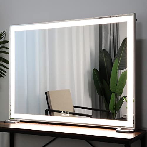 BEAUTME Makeup Mirror with Lighting, Large Hollywood Mirror with Light Cosmetic with Magnifier 10x Wall/Table Mirror (91.5x67cm)