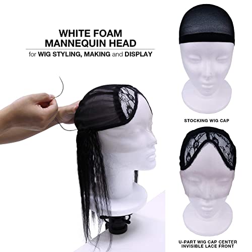 STUDIO LIMITED Styrofoam Mannequin Head, White Foam Wig Head Display (3