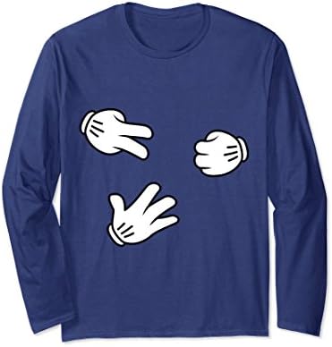 Unisex Rock Paper Scissors Cartoon Hands Long Sleeve T-Shirt XL: Navy