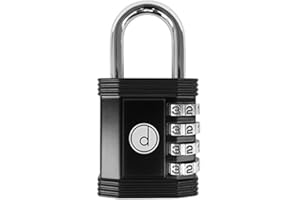 DESIRED TOOLS Padlock 4 Digit Combination Lock - for Gym School Locker, Outdoor Gate, Shed, Fence, and Storage - Weatherproof Metal - Keyless, Easy to Set, Resettable - Black