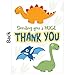 25 Kids Dinosaur Thank You Cards - These Cute Fill In Thank You Notes with Envelopes (5x7 Inch) are an Easy Way for Your Children to Personalize Their Thanks