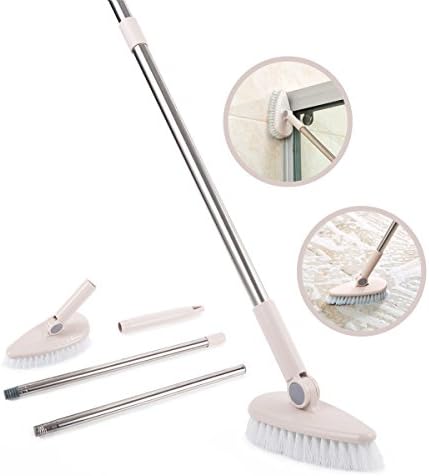 YCUTE Tub &amp; Tile Scrub Brush, 41" Removable Stainless Steel Long Handle Bristle Brush for Clean Bathroom, Floor, Wall and Kitchen