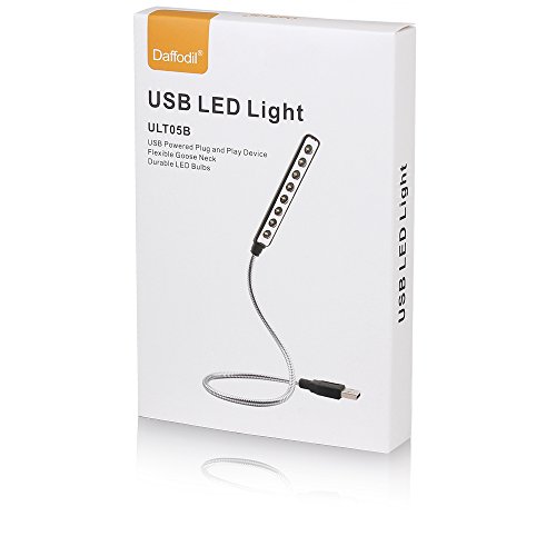 Daffodil ULT05 USB LED Light - 8 Super Bright LED Reading Lamp - No Batteries Needed - PC & Mac Compatible (Black)