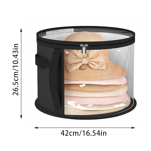 Hat Storage Boxes With Zip Lids For Women & Men, Large Hat Box Travel,Foldable Hat Boxes With Lids, Hat Rack For Closet Or Travel,Suitable For Various Types Of Hats,16.4 X10.4 Inch (B)