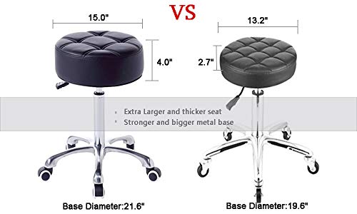FRNIAMC Rolling Salon Stool- with Wider Comfy Round Seat- Height Adjustable Swivel Heavy-duty Chair with Wheels for Medical Salon Esthetician Artist Studio and Home use(Black)