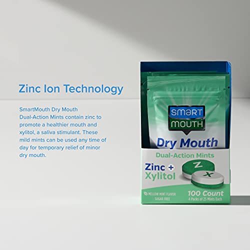 SmartMouth Dry Mouth DualAction Mints with Zinc + Xylitol, 100ct 3 PACK Pricepulse