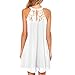 vanberfia Women's Sleeveless Lace Patchwork Loose Casual Mini Chiffon Dress (S, 6332)