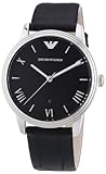 Emporio Armani Black Dial Black Leather Mens Watch AR1611