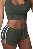 Selowin Women Sexy Gym Workout Crop Tank Top and Shorts Sets 2 Piece Outfits