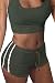 Selowin Women Sexy Gym Workout Crop Tank Top and Shorts Sets 2 Piece Outfits