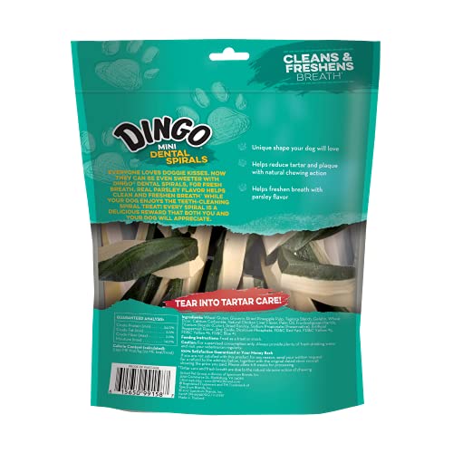 Dingo Dental Spirals, Treat for Dogs, Cleans and Freshens Breath, with