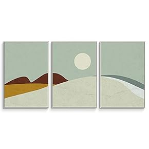 3 Piece Framed Canvas Wall Art Abstract Mountain Canvas Prints Home Artwork Decoration for Living Room,Bedroom - 16"x24"x3 Panels