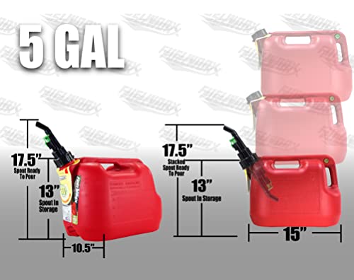 Fuelworx 5 Gallon Gas Can, CARB Compliant, Stackable, Red photo 9
