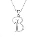 JUFU Fashion Jewelry 925 Sterling Silver 26 Alphabet Letter Pendant Necklace 18+2