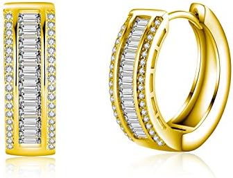 Wealthmao Hoop Earrings Hypoallergenic 18K Gold Plating CZ Rounded Huggie Piercing Earrings for Women Girls 0.81" Diameter