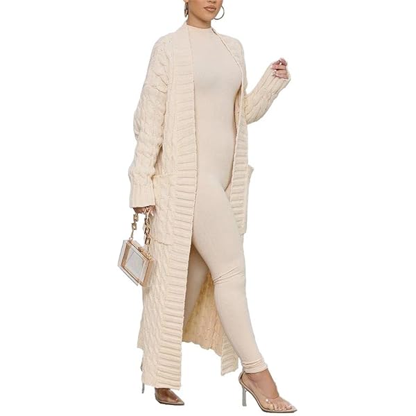 Cardigan Femme épais Manches Longues Col Rond - Tricoté, Ouvert Devant, Tendance Automne-hiver 2025 - Tissu 100% Polyester Doux Et Chaud