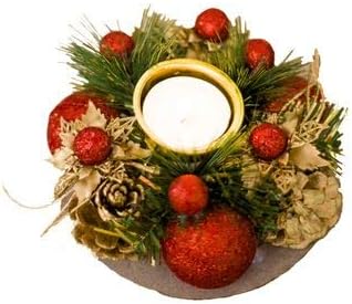 New Christmas Candle Holder Christmas Decorations Creative Pinecone Pine Needle Christmas Candlestick Upscale Xmas Candle Holder Decoration,RED