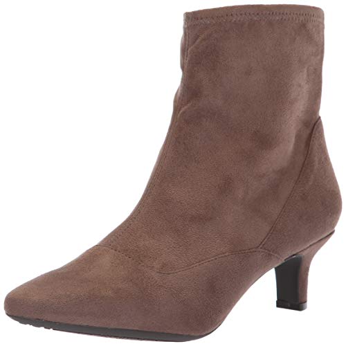 Rockport Women's Kimly Stretch Bootie Ankle Boot, Dark Taupe Microsuede, 9 M US