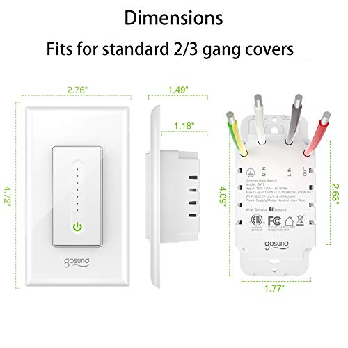 Gosund Smart Dimmer Switch, Smart WiFi Light Switch Works with Alexa