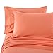 Honeymoon 1800 Brushed Microfiber Embroidered Bed Sheet Set, Ultra Soft, Twin - Coral