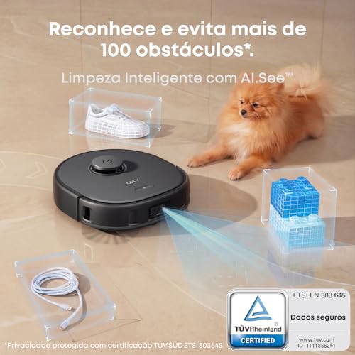 eufy X10 Pro Omni Robô Aspirador da Anker, Estação Completa, Até 68 Dias Sem Manutenção, Lava e Seca com Ar Quente a 45°C, Esvazia Pó e Repõe Água, IA e Laser, Antiembaraço, para Pets, 220V