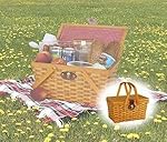 Vintiquewise(TM) QI003081 Gingham Lined Picnic Basket with Folding Handles