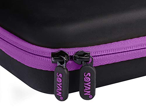 Soyan Carrying Case for Nintendo New 3DS XL and 2DS XL, with 16 Game Card Holders, Fits Wall Charger (Purple Zippers)