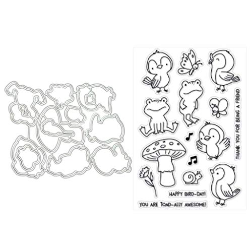 BUZHI Metal Cutting Dies Stamp Stencils DIY Scrapbooking Photo Album Decor Cards Stamps and Dies for Card Making (Bird Clear Stamp+Dies Cutting)