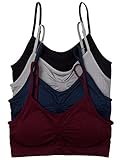 4 Pack Kalon Comfort Bras (One Size S/M, Black/Charcoal/Navy/Maroon)