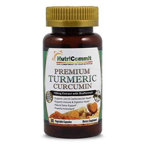 Turmeric Curcumin Capsules with Bioperine Black Pepper - Max Strength, 95% Curcuminoids (750mg) - Support Pain Relief, Joints & Overall Health w/Potent Antioxidant Blend Curcumin Turmeric Supplement