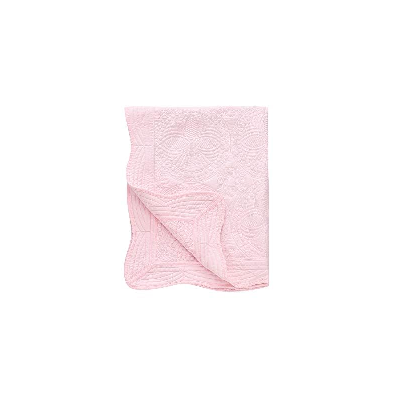 Soft Cotton Baby Quilt Blanket, Personalized Monogram Scalloped Lightweight Embossed Crib Quilt, Baby Scratch Floor…