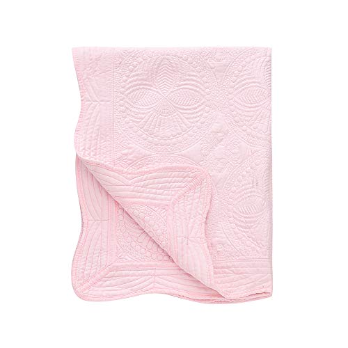 Soft Cotton Baby Quilt Blanket, Personalized Monogram Scalloped Lightweight Embossed Crib Quilt, Baby Scratch Floor…