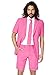 Opposuits Solid Colored Summer Suit of-Colourful Fancy Suit for Men Comes with Shorts, Jacket and Tie-Ideal Party or Festival Outfit,Hot Pink,36