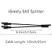 iGreely SAE DC Power Automotive Connector Cable Y Splitter 1 to 2 SAE Extension Cable 18AWG 10inch/25cm